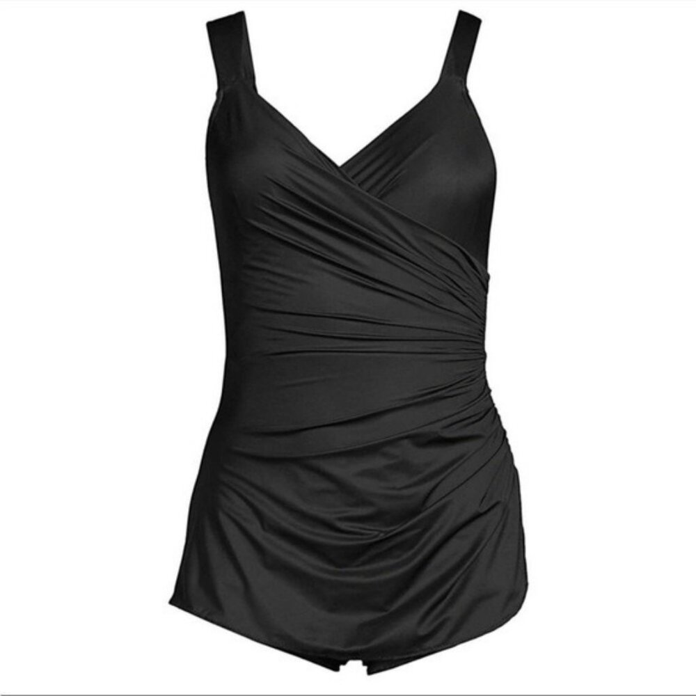 Lands end Slender V-Neck Tummy Control Skirted One Piece Swimsuit size 10 - Picture 3 of 5